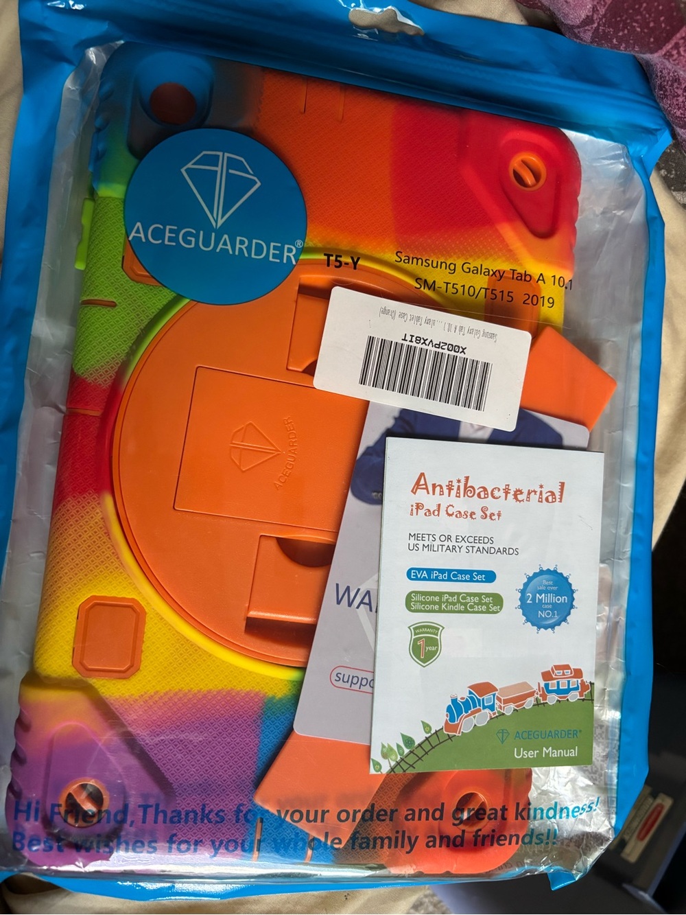 ACEGUARDER Rainbow Gradient Antibacterial Tablet Case
